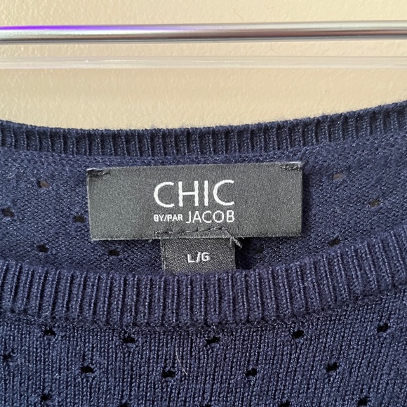 Women’s Chic by Jacob Navy Striped Size Large Sweater - Picture 3 of 3